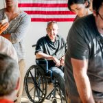 American queuing at a polling place