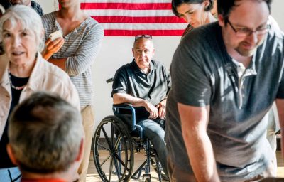 American queuing at a polling place