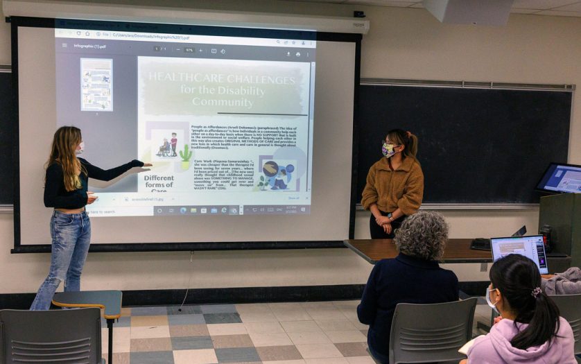 Students present as part of the “Care Work: Disability Justice & Healthcare” class.