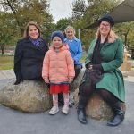 Julianna Addison, Cr Amy Johnson, and Bec Patton at the Victoria Park inclusive play space