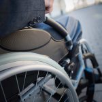 Closeup of wheelchair wheel