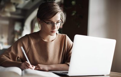 woman learning online