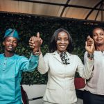 Business mentor Barrister Genevive Ike Johonson, with two mentees from the Inclusive Futures programme.