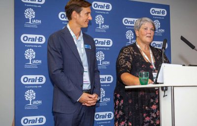 Benjamin Binot (left), Oral Care Senior Vice President at Procter & Gamble and Prof Alison Dougall, President of the International Association of Disability and Oral Health (iADH).