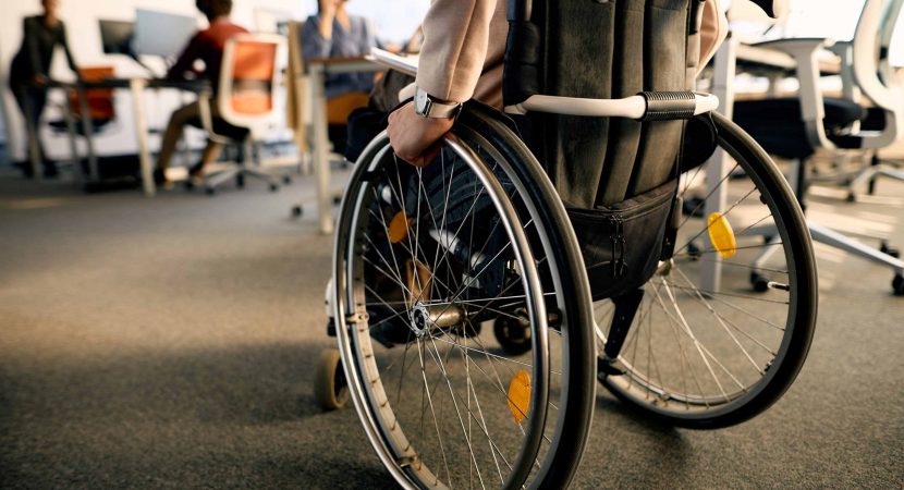 wheelchair user entering in the office