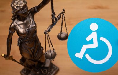 legal law justice modern symbol balance with Disability sign