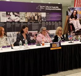 From left to right: Kim Hill Ridley, Chief Disability Officer for New York State; Kerri E. Neifeld, Commissioner of the Office for People With Developmental Disabilities; Vicky Hiffa;Hon. Carrie Woerner, Member of the New York State Assembly and Vicky Hiffa, Acting Executive Director, New York State Developmental Disabilities Planning Council.