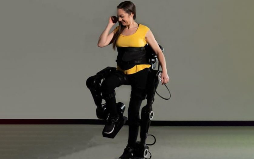 woman testing XoMotion exoskeleton