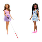 (Left) Blind Barbie doll and Black Barbie doll with Down syndrome