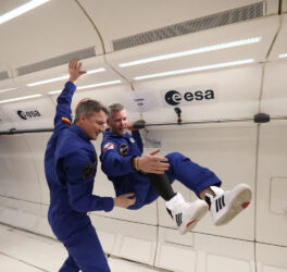 John McFall, floating on a parabolic aircraft flight, has been medically certified for long-duration space station missions.