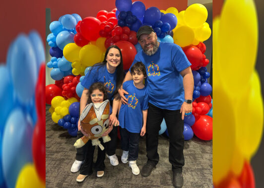 Rafaela Cristina Hoffmann Correa with her husband Andre and children, Luiza and Benjamin during the Blue Service at Abba Church Marlboro in Massachusetts