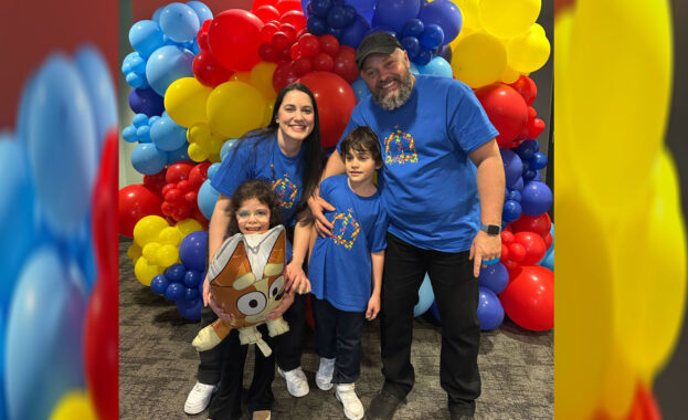 Rafaela Cristina Hoffmann Correa with her husband Andre and children, Luiza and Benjamin during the Blue Service at Abba Church Marlboro in Massachusetts