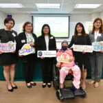 The Club’s Head of Charities (Positive Ageing & Elderly Care; and Healthy Community) Imelda Chan (3rd left) poses for a photo with a beneficiary of JCECC: Unison (3rd right) and other guests.