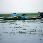 Men Riding Boat on Body of Water, Sunamganj, Sylhet Division, Bangladesh