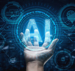 Icon Graphic Interface showing computer, machine thinking and AI Artificial Intelligence of Digital Robotic Devices