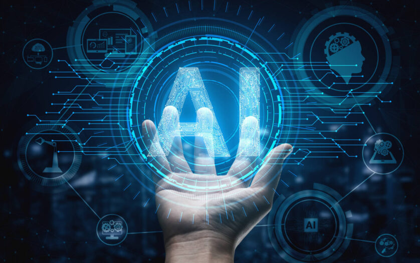 Icon Graphic Interface showing computer, machine thinking and AI Artificial Intelligence of Digital Robotic Devices