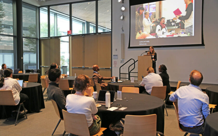 Stephanie Valencia, assistant professor at the University of Maryland, giving a talk on Day One of the Disability and Access in Tech and AI Summit.