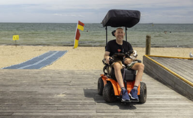 wheelchair user at beach