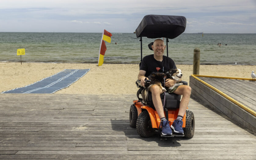 wheelchair user at beach