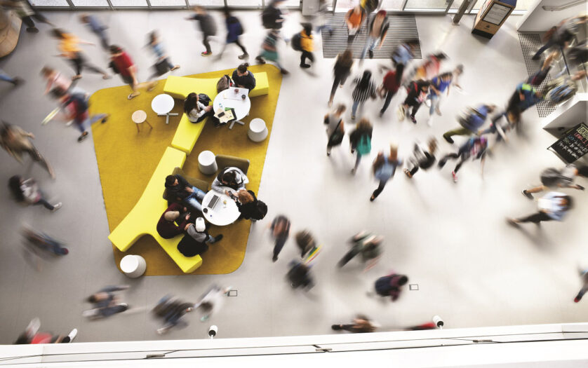 People Walking Blurred Motion Shot Top View