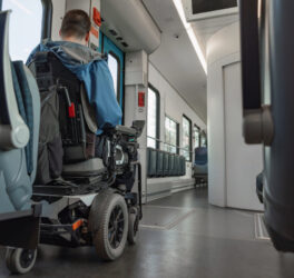 wheelchair user traveling by train