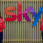 Andrea Spendolini Sirieix and Lauren Steadman standing on either side of a Sky logo.