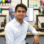 Nihal Patel, a second-year medical student, in the The Workshop in James Branch Cabell Library