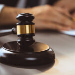 wooden gavel on blur background