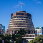 The Beehive in Wellington, New Zealand.