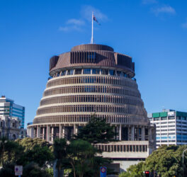 The Beehive in Wellington, New Zealand.