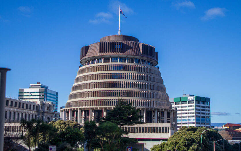 The Beehive in Wellington, New Zealand.