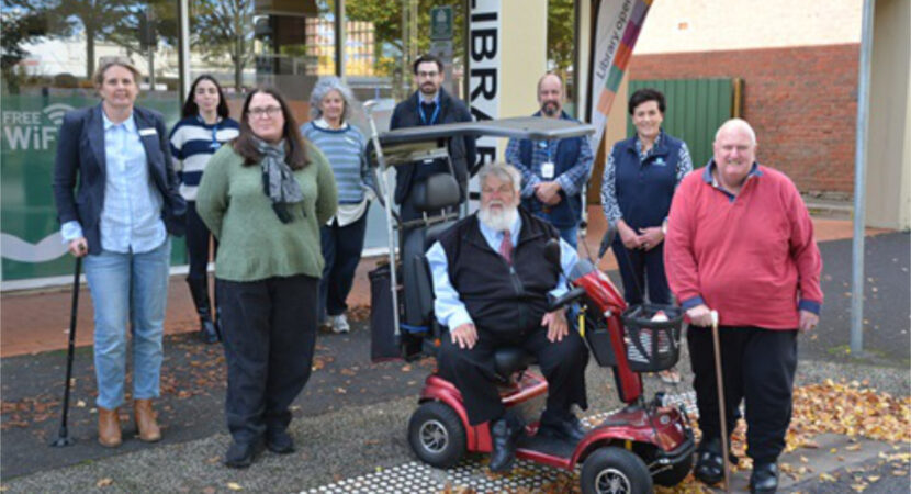 Positive Ageing, Access and Inclusion Reference Group community representatives (front L-R) Cindy McDougall, James Carter and Andrew Leeman are backed by Cr Jo Beard, and Council’s Assets Co-ordinator Maria Caro, Economic Partnership Officer Kellie Duynhoven, Infrastructure Projects Officer Dean Finlayson, Rural Access Officer Patrick Caruana and Positive Ageing, Access and Inclusion Co-ordinator Belinda Rowbottom.
