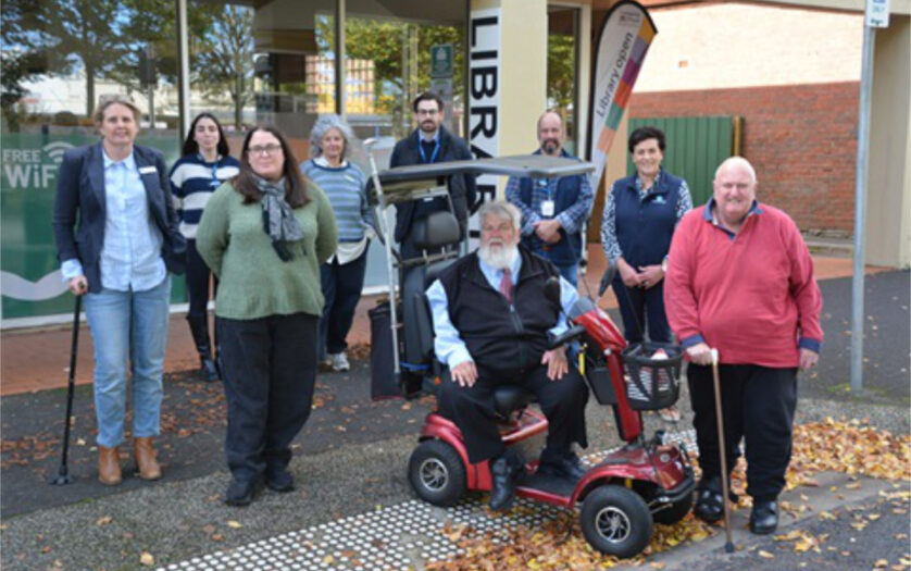 Positive Ageing, Access and Inclusion Reference Group community representatives (front L-R) Cindy McDougall, James Carter and Andrew Leeman are backed by Cr Jo Beard, and Council’s Assets Co-ordinator Maria Caro, Economic Partnership Officer Kellie Duynhoven, Infrastructure Projects Officer Dean Finlayson, Rural Access Officer Patrick Caruana and Positive Ageing, Access and Inclusion Co-ordinator Belinda Rowbottom.