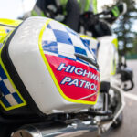 Police motorcycle with a Highway Patrol label