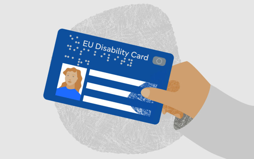 Graphic - person holding EU disability-card