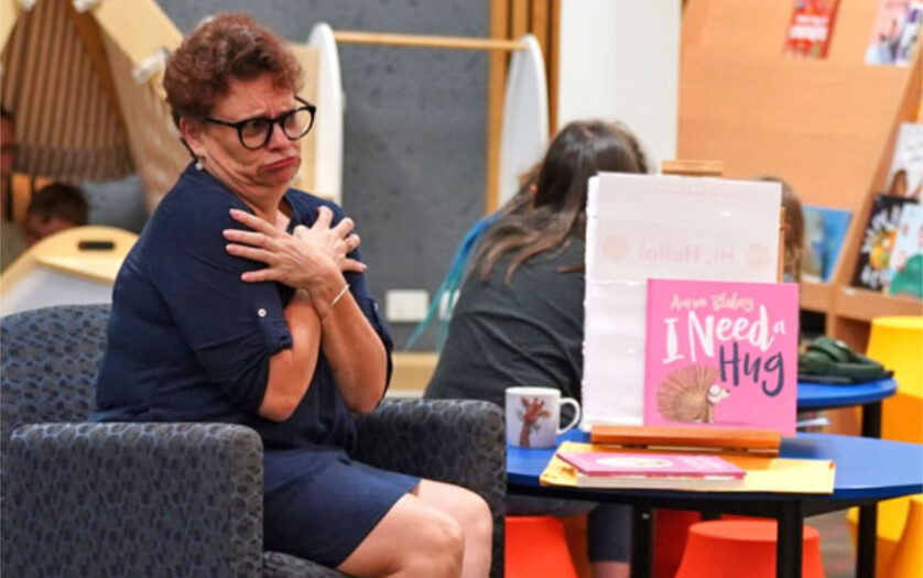 Deaf Connect Auslan interpreter at an Auslan Storytime event at Cairns Libraries