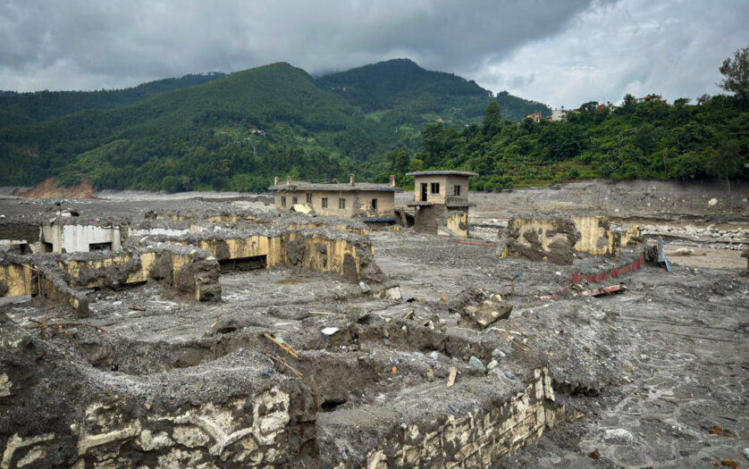 Homes and infrastructure in Nepal have suffered extensive damage following flash floods.